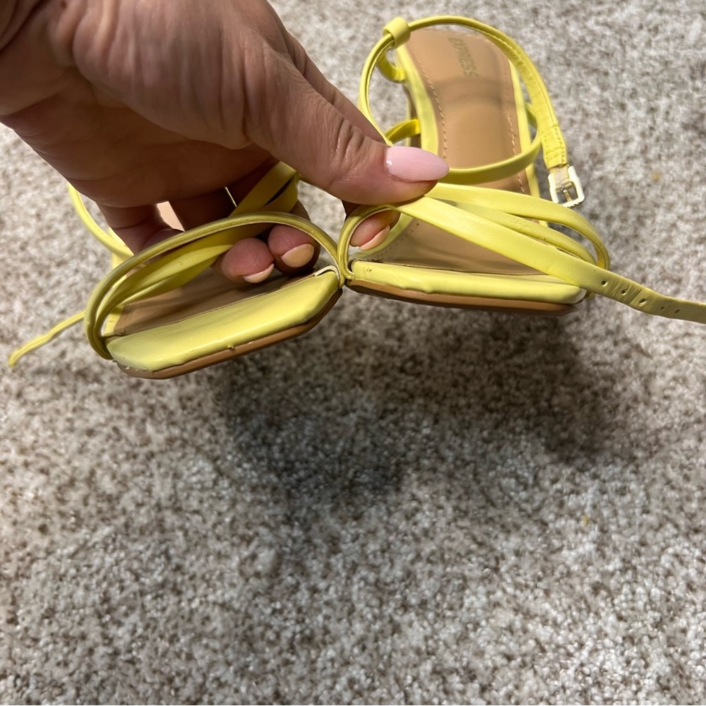 Express Yellow Heels Strappy Sandals - Picture 4 of 8